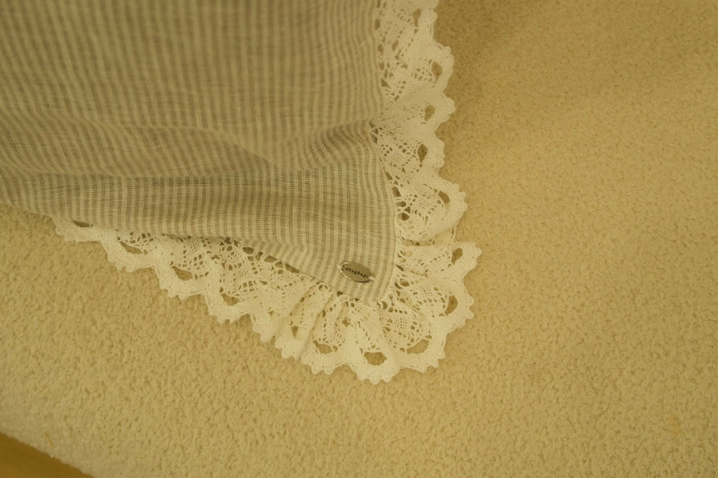 Cloud Grey Stripe Lace Pillowcase