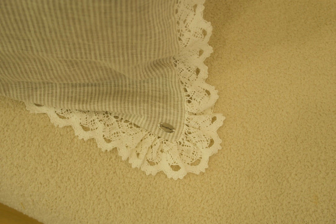 Cloud Grey Stripe Lace Pillowcase