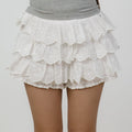 Cloud White Tiered Ruffle Short