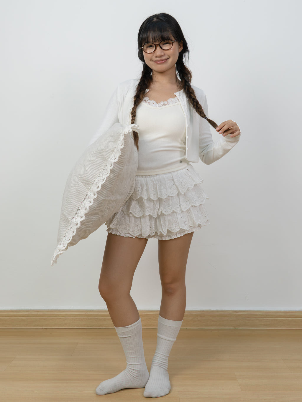 Cloud White Lace Trim Camisole
