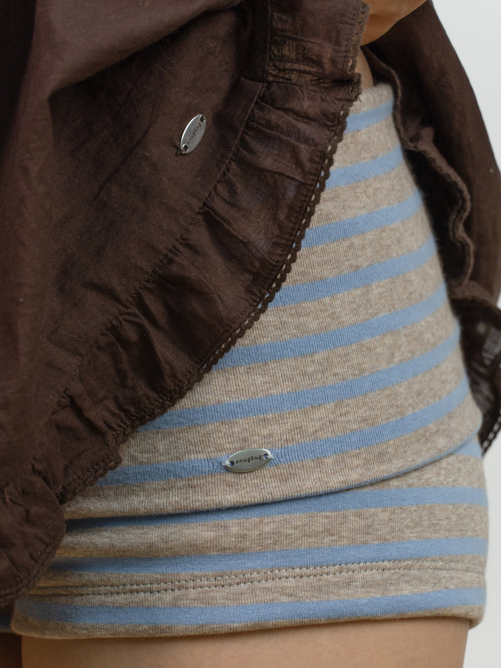 Earl Grey Stripes Fold over Shorts